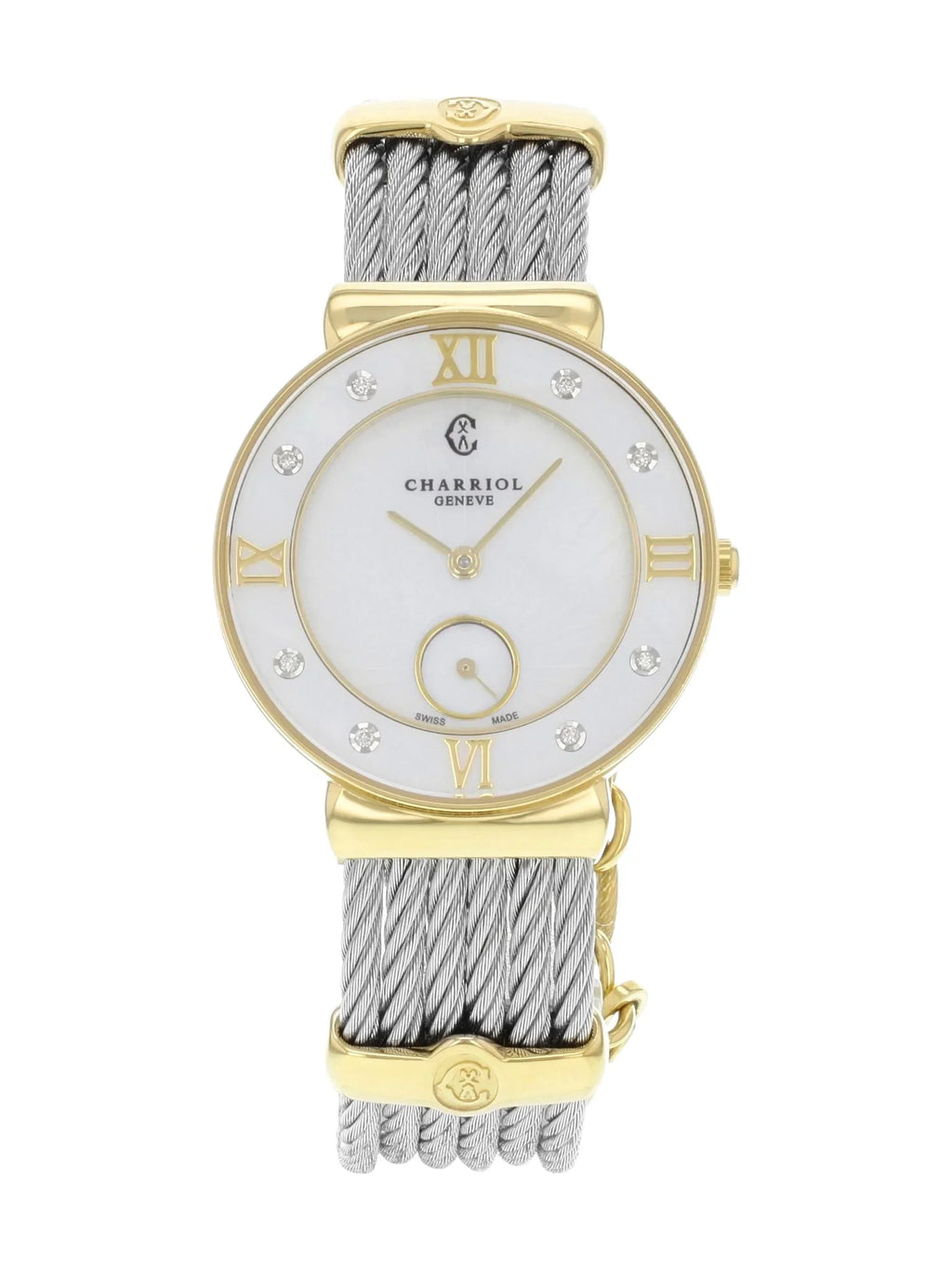Steel ST30YD.560.009 Ladies Charriol Diamonds MOP Watch Quartz St New Tropez