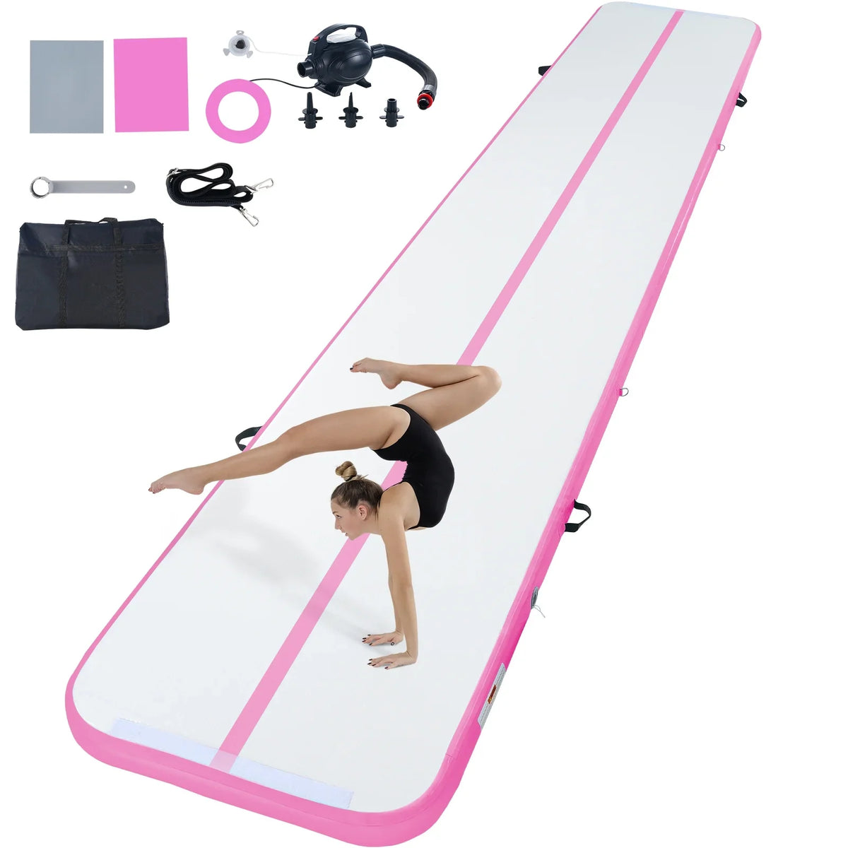 with Mat Rail 20ft Inflatable Air SKYSHALO Fitness Pump Drum Gymnastics