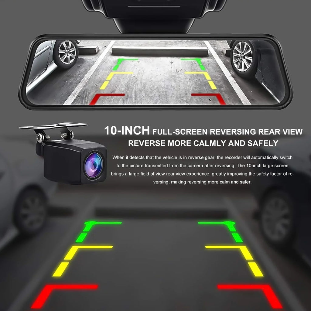Parking Rear, 24H for 10Inch Vision, Card, Screen Mode Angle, Front 1080P Full HD Free Cars, 170°Wide Dash IPS Dash Cam 32GB WDR, Camera Night