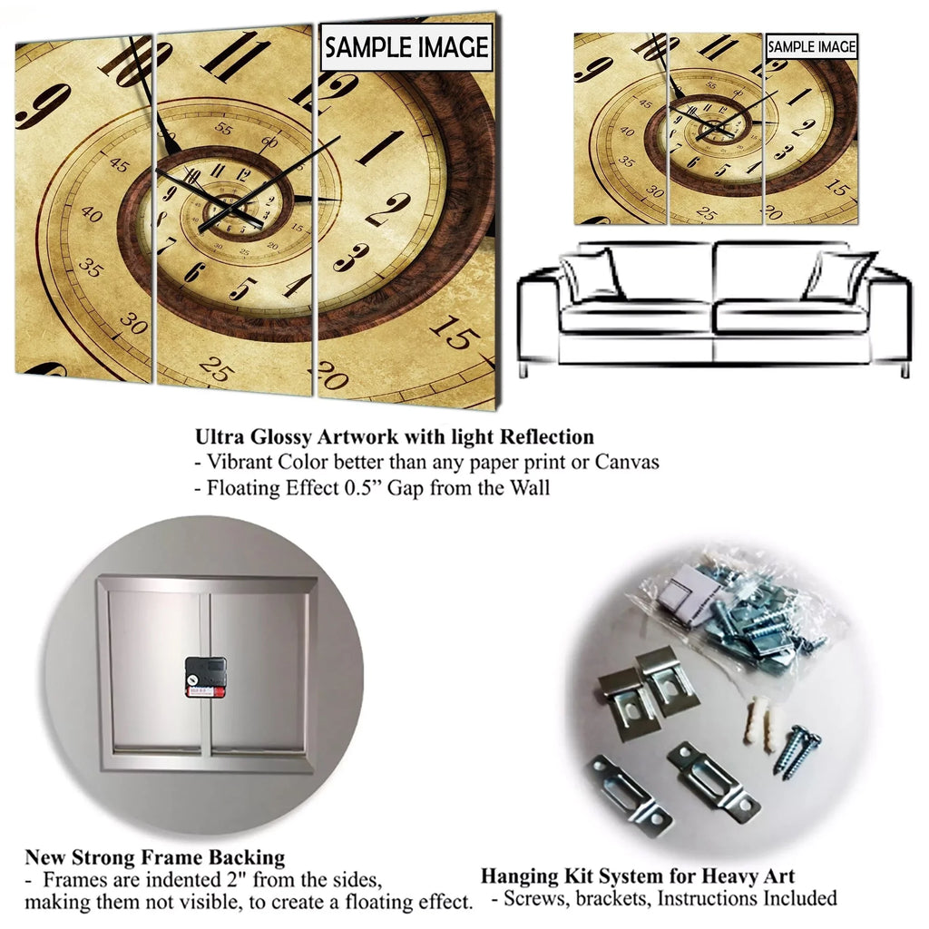 3 Clock Wall Designart in. 3 in. Panels - DESIGN x high ART Fashion - Panels - 36 Slice 'Mineral Large 28 XV' wide