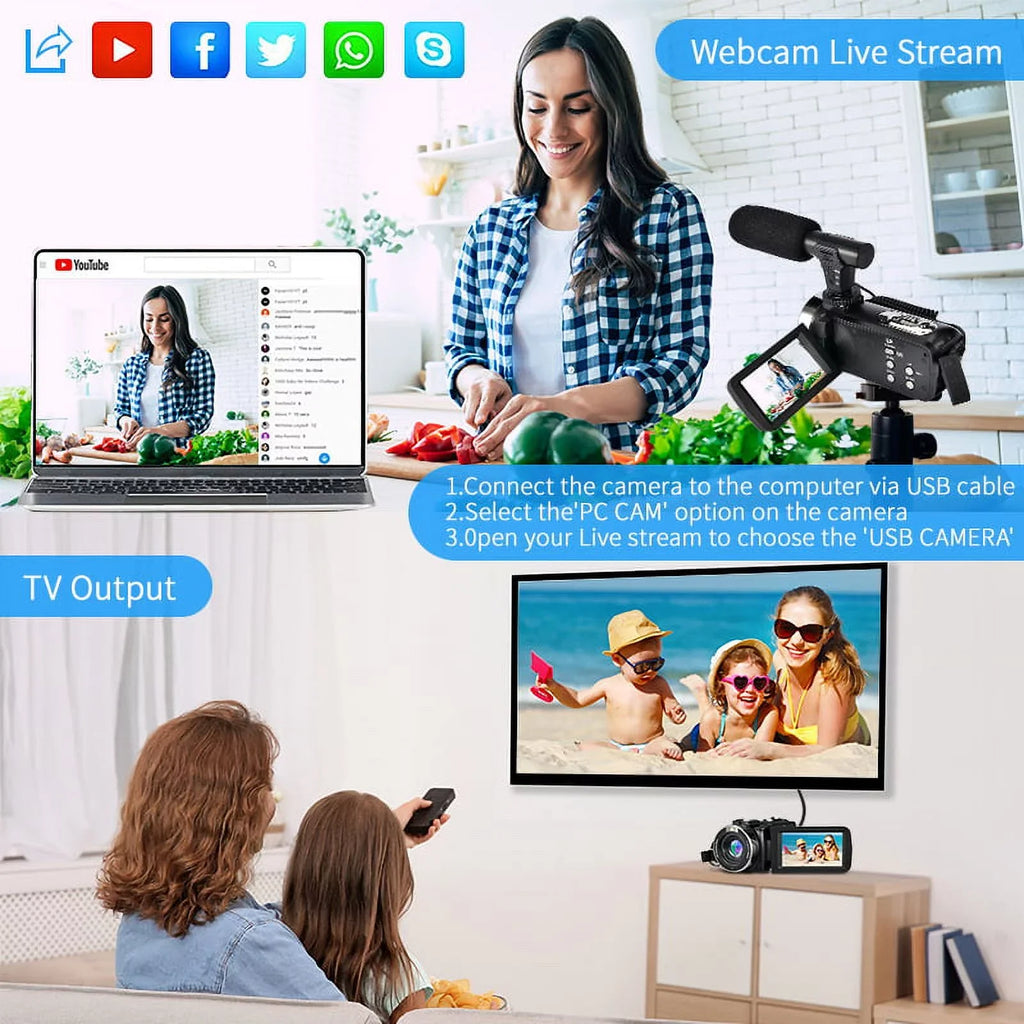 Youtube Screen Camera Camera Control 3.0" IPS Wifi 4K for Video Camera & Vlogging Camcorder 48MP Ultra Microphone HD Touch Remote Digital with