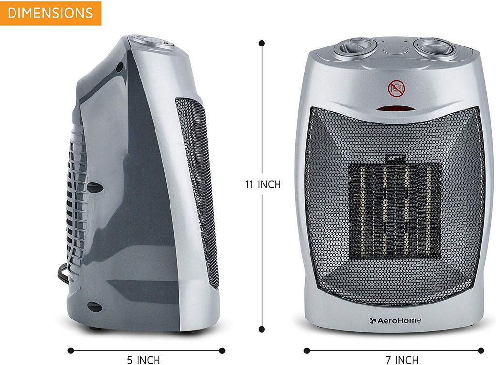 Heater AeroHome Thermostat, with Space Silver Adjustable Personal Electric Ceramic 1500W