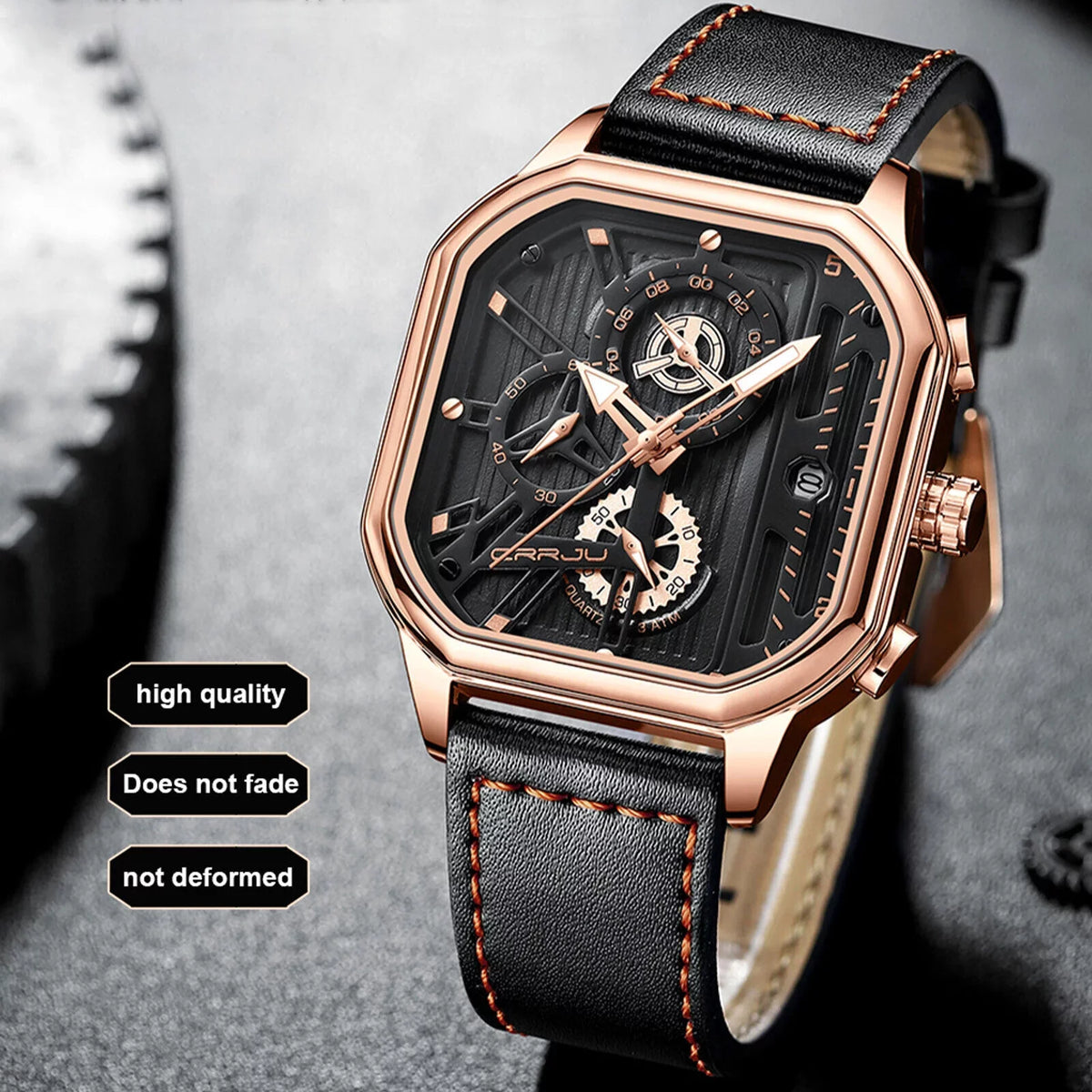 Quartz Business Leather Men's Chronograph Waterproof Date Luxury Watch Luminous