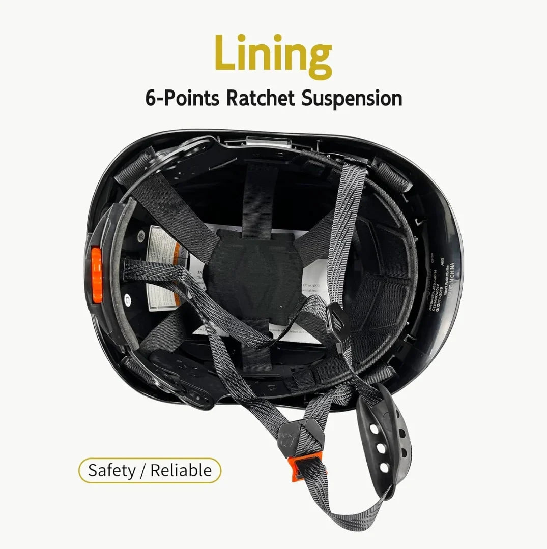Industrial Protection Safety with Vented Head Construction Visor Helmet Muffs Approved Work Visor Z89.1(Black) OSHA Certified Ear Hardhats Hat with ANSI/ISEA Hard