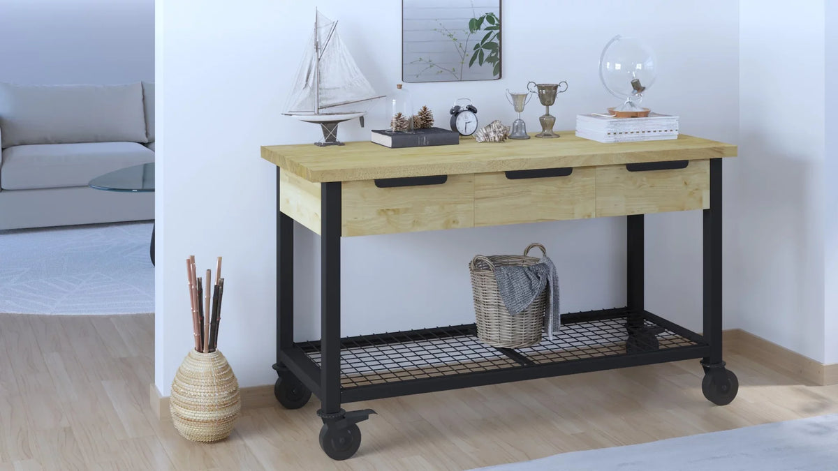 Metal & Wood Workbench 62" Industrial Rove