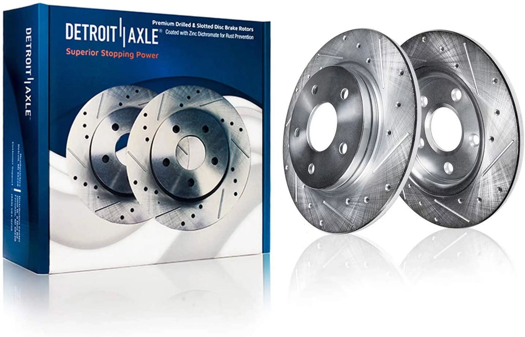 Town 12" Pads Country Replacement Brake Axle 11.89" Volkswagen Slotted Chrysler Brake Rear Detroit Caravan Kit Disc Rotors for Grand & Journey Routan Brakes Front & Dodge Drilled - Ceramic
