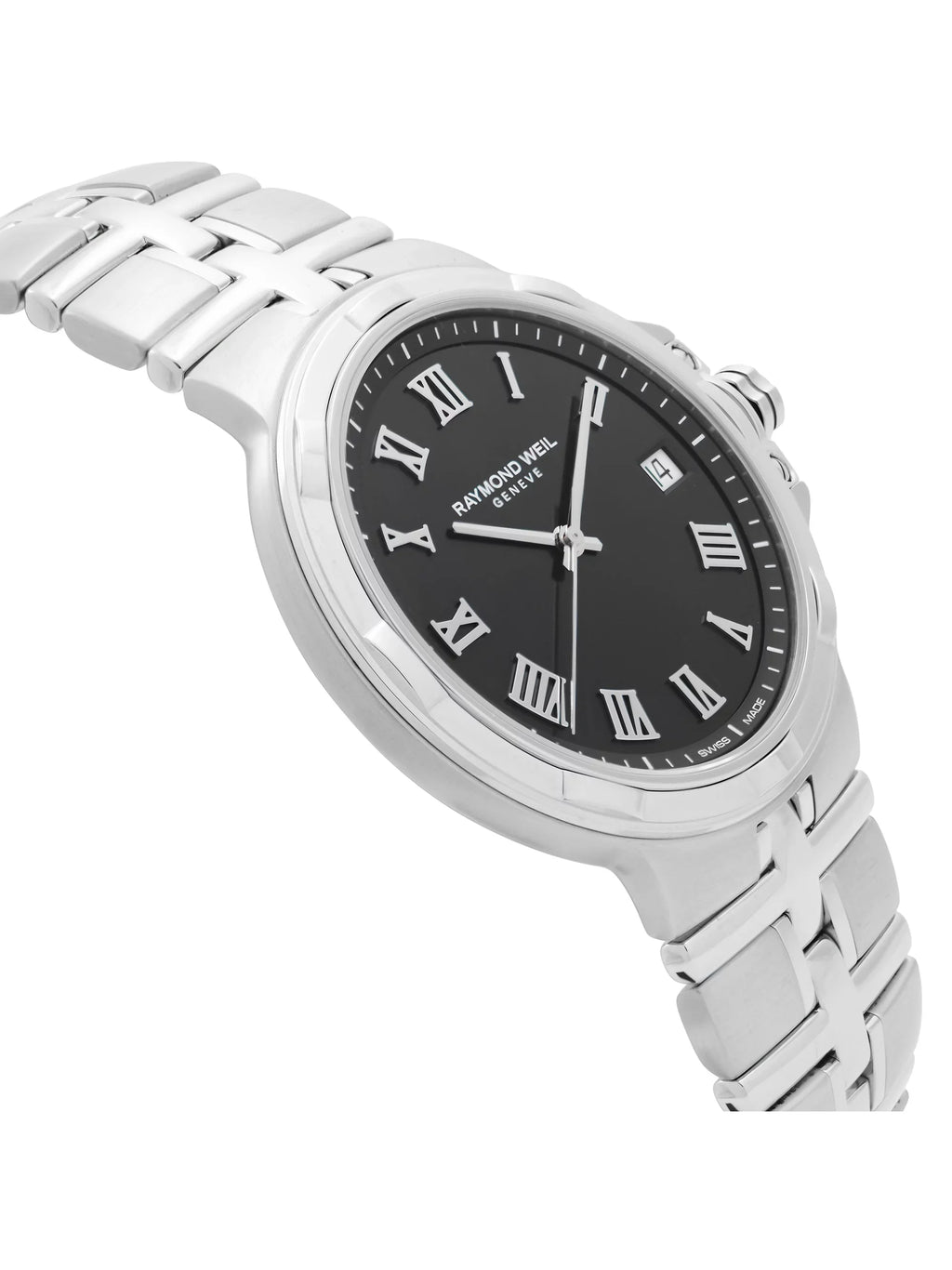 Dial Watch 5580-ST-00208 Raymond Quartz Weil Mens Steel Black Parsifal Stainless