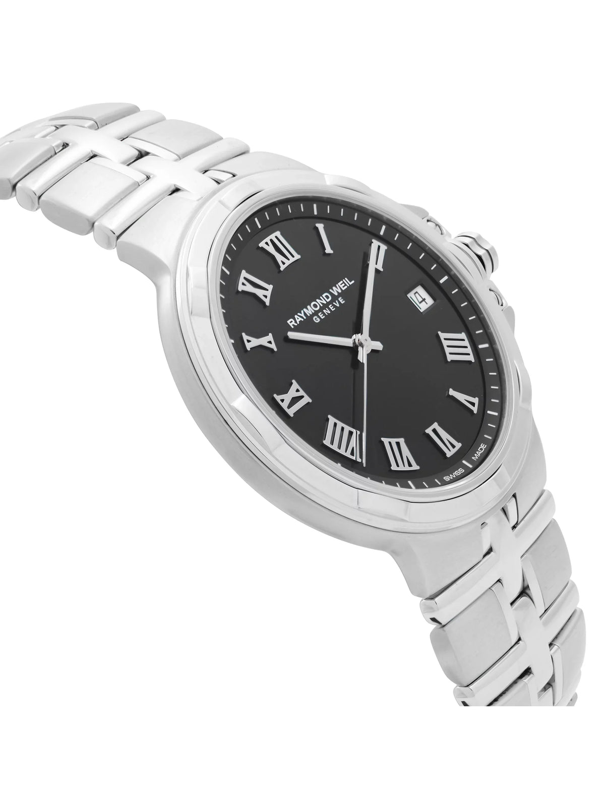 Dial Watch 5580-ST-00208 Raymond Quartz Weil Mens Steel Black Parsifal Stainless