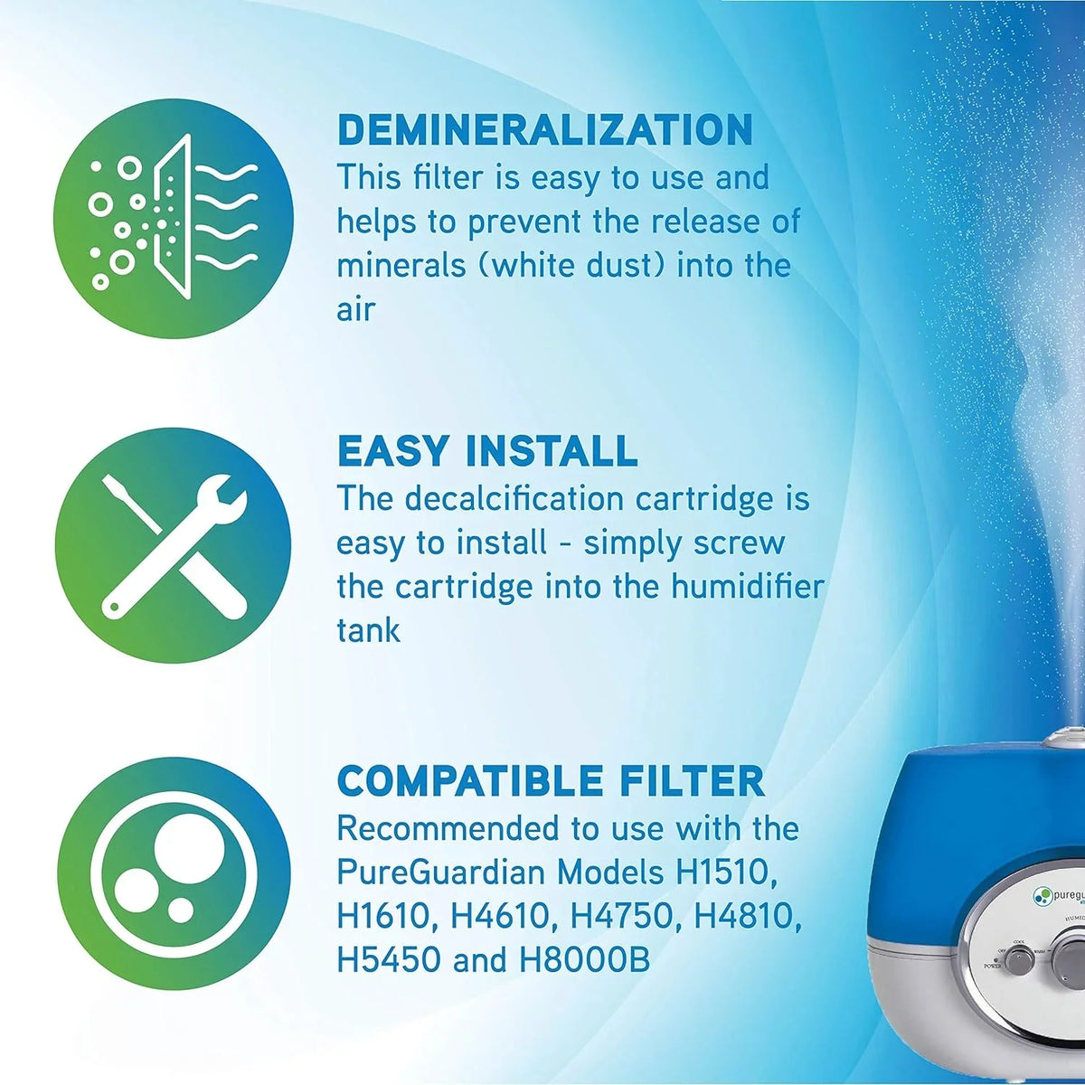 Filter, Demineralization Humidifier Technologies White Guardian PureGuardian FLTDC