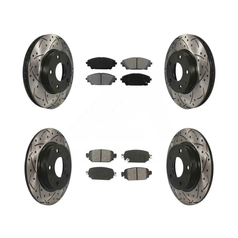 CX-3 And Transit Mazda Kit Front Semi-Metallic Rear Disc Pads Slotted Drilled - KDS-100840 For 2019-2021 Brake Coated FWD Rotors Auto