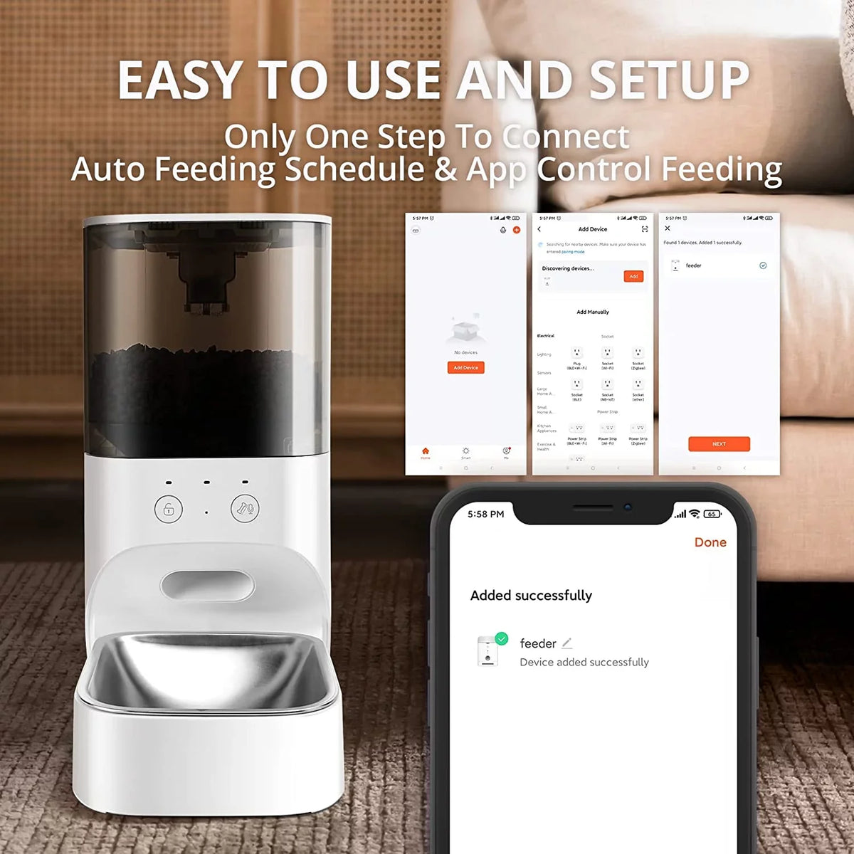 Dispenser 30S Dog Recorder Voice with & Lock boqii Control, Cat Stainless Automatic Cat Steel Feeder, Food Timed Lid, with APP Feeder