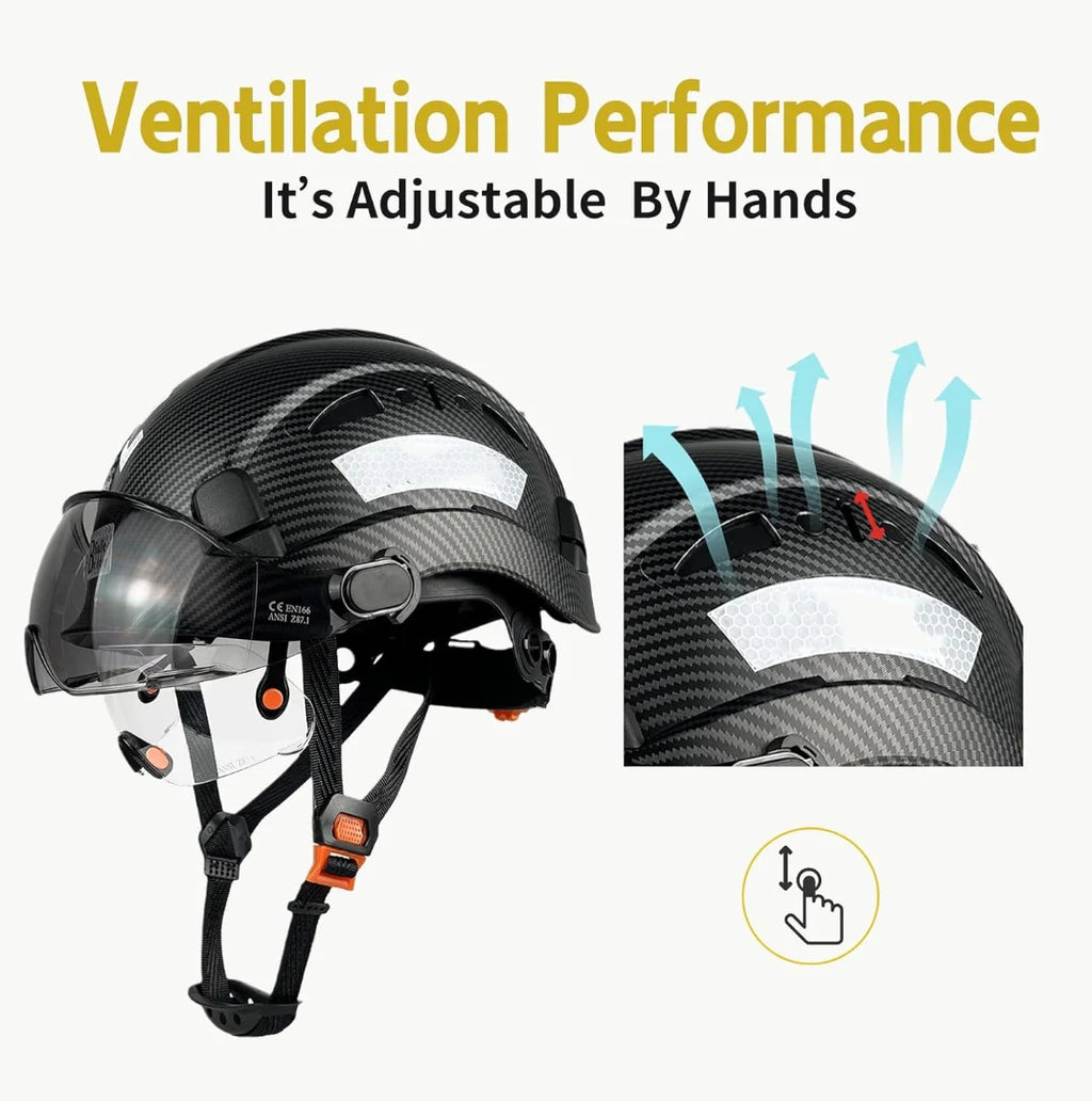 Industrial Protection Safety with Vented Head Construction Visor Helmet Muffs Approved Work Visor Z89.1(Black) OSHA Certified Ear Hardhats Hat with ANSI/ISEA Hard