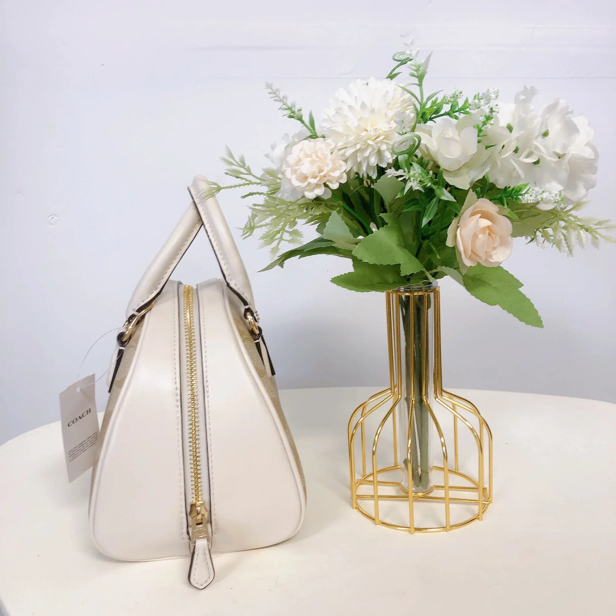 Sydney CHALK Signature Coach IN In LIGHT KHAKI Canvas Satchel CA591