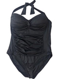 Black Liz Top Swimming Claiborne Suit Piece One Womens White Halter