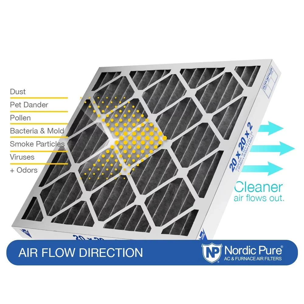 MERV Air Furnace Plus Pack 12 Carbon 3 Pure Nordic Pleated Filters 20x20x2