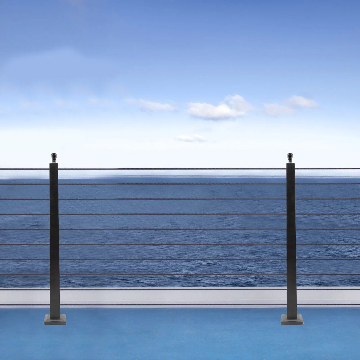 Stainless Two Square for 36''x2''x2'' Railing Sides Fence Concrete Post Level Pre-Drilled Cable Wood Railing Cable Steel Deck System Post Level