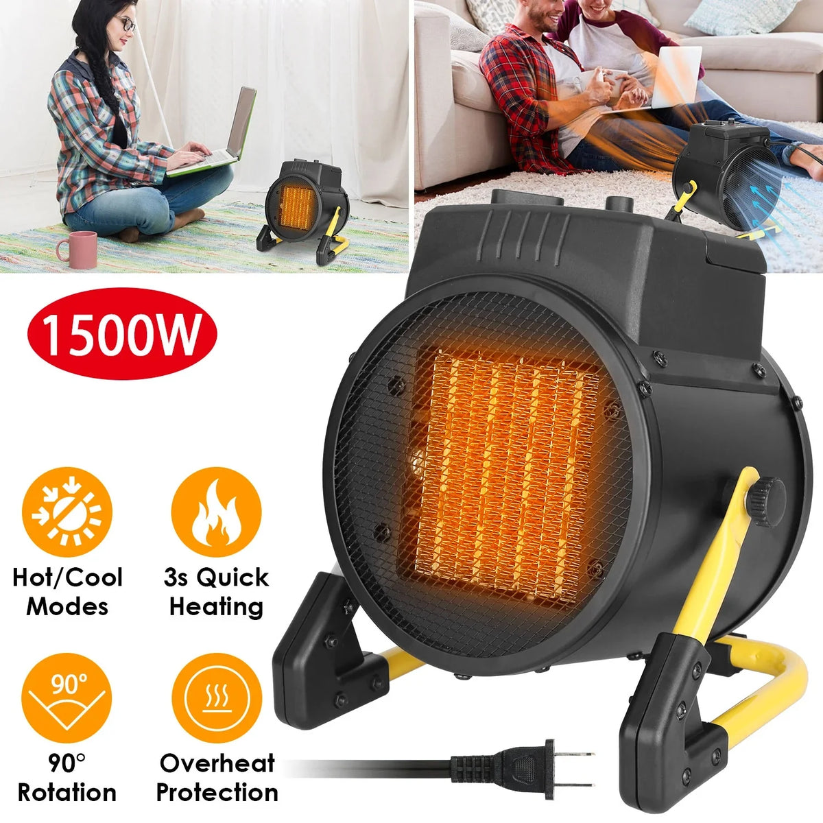 Adjustable Personal Ceramic Office Desk Overheat Heater Space for Fan Electric 1500W Portable iMounTEK Bedroom Temperature Heater Protection with