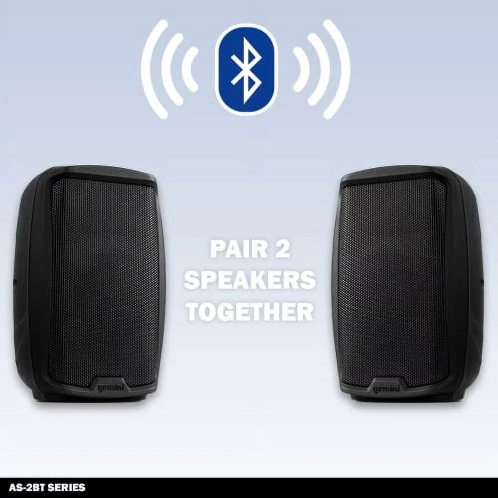 Watts 1500 System PA Inch DJ Active 12" Sound Bluetooth Pro RCA AS-2112BT New XLR Gemini Speaker