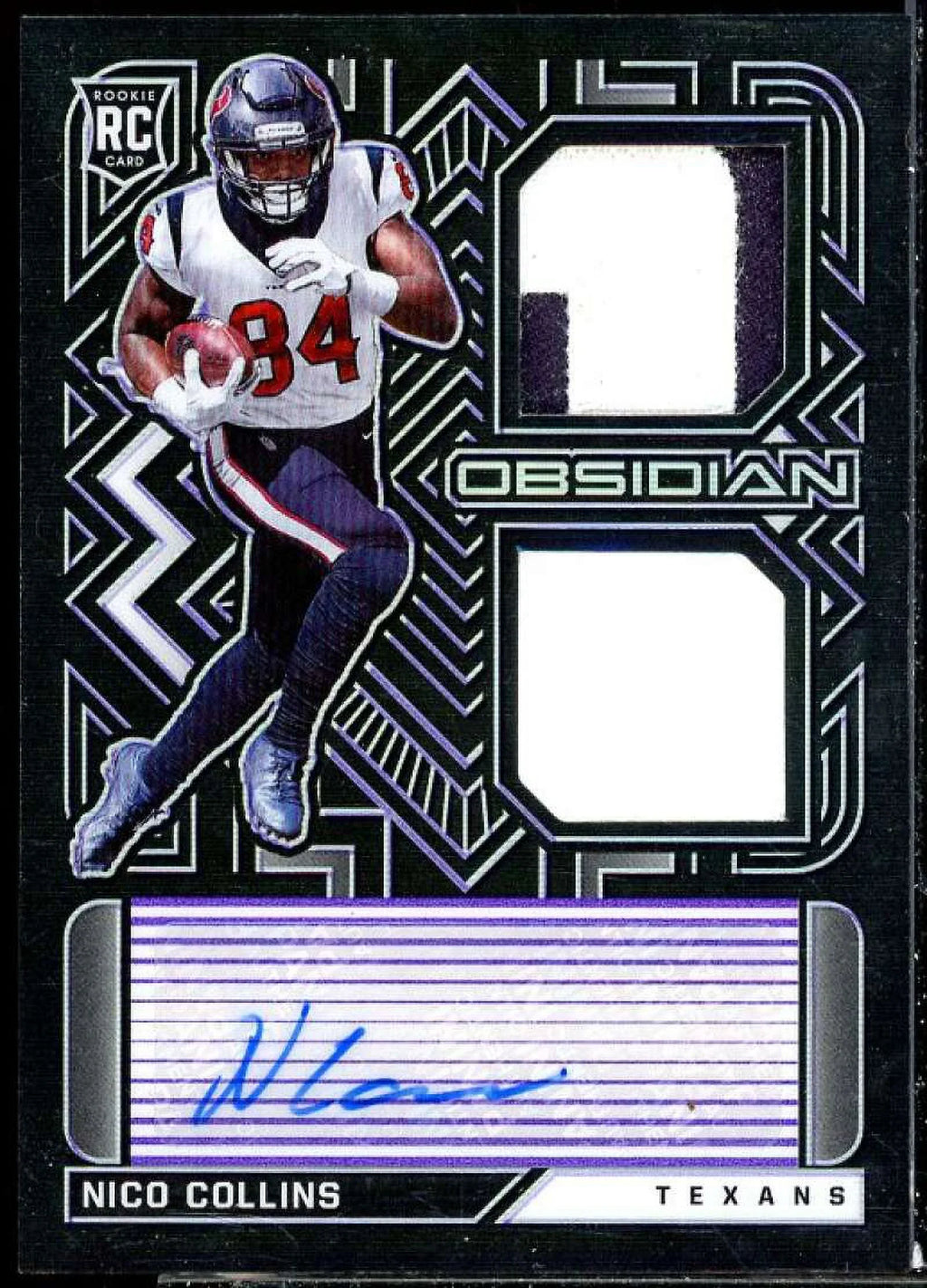 2021 Rookie Etch Obsidian Collins #30 Jersey Nico Ink Panini Purple Electric