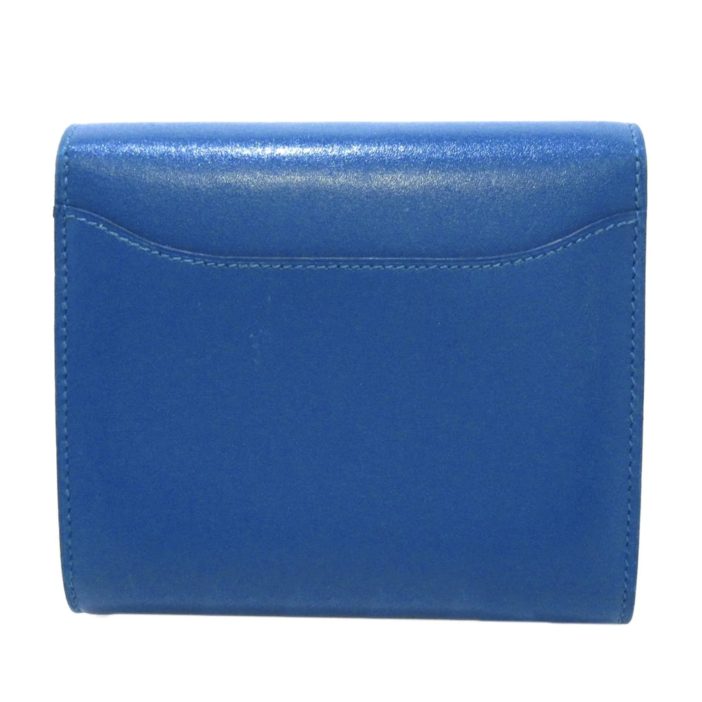Wallets Constance Blue Small Compact (Good) Pre-Owned Authenticated Hermès Leather Calf Unisex Wallet