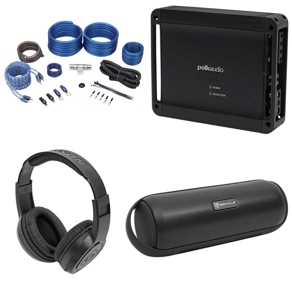 2-Channel Amplifier+Wires+Bluetooth 500w Polk Audio PAD2000.2 Speaker+Headphones