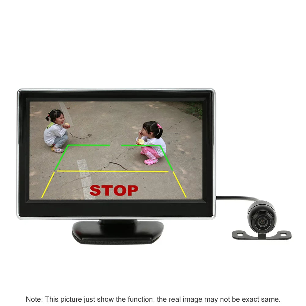 Htovila Reverse 5 Display Inch Car Backup HD Parking Camera View System Monitor TFT LCD Rear +