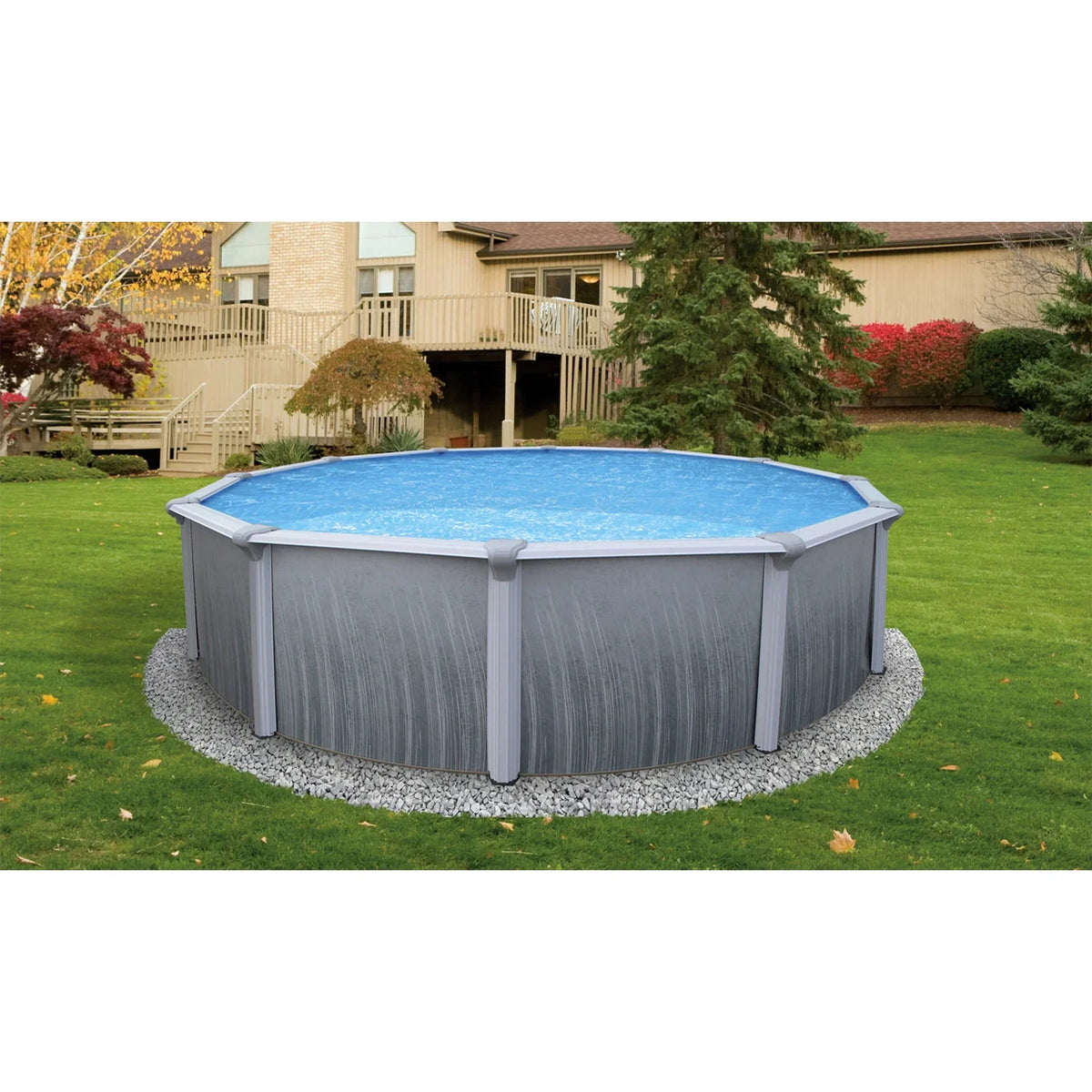 Martinique Rail Steel Round With Pool 18' Top Bluewave 52-In 7-In