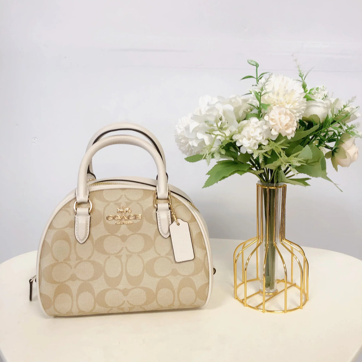 Sydney CHALK Signature Coach IN In LIGHT KHAKI Canvas Satchel CA591