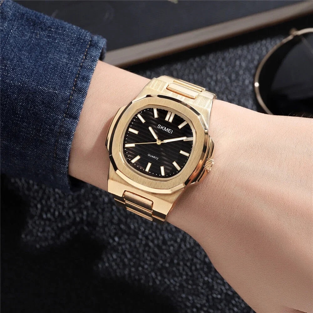 Men Wristwatch Male Luxury Gift Gold Quartz For Steel Business Watch