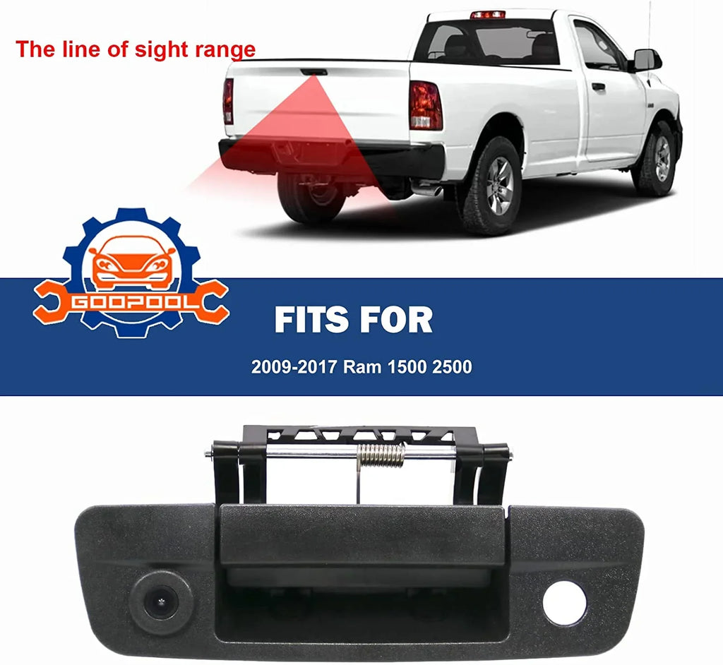 Dodge Camera 2009-2017 with Tailgate View 3500（RCA Ram Compatible Connector） Rear 2500 1500 Handle Backup