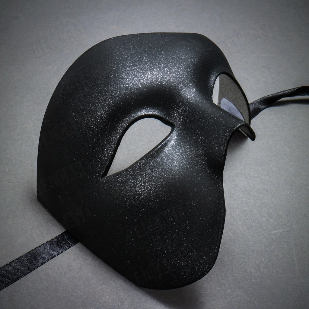 Venetian Mask | Half Vintage Halloween Black Masquerade Plain Phantom Costume Face