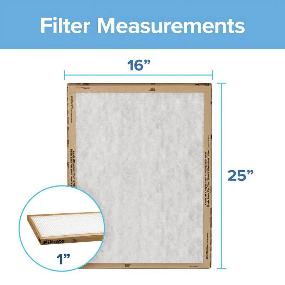 x 1" 16" Air Filtrete FIlter 25" Flat x Panel 2-Pack