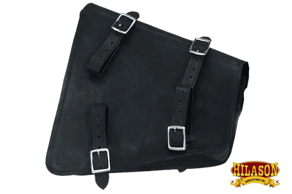 Motorcycle Side Saddle Western Left 52HS Bike Rigid Leather Bag Solo Flap