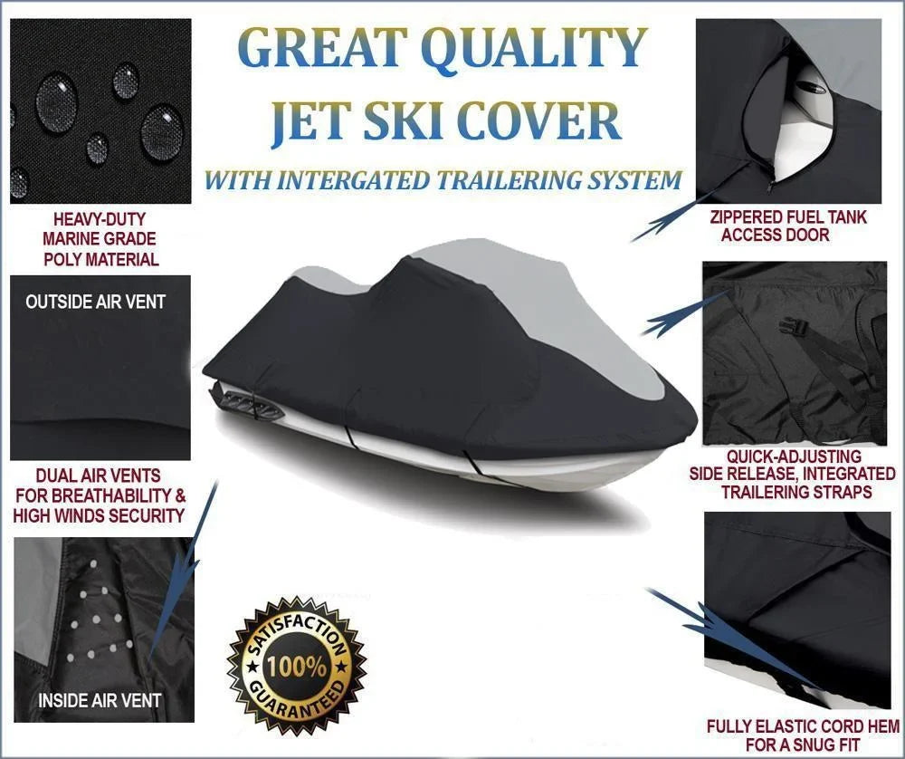 Cover / Cover STX Ski PWC Kawasaki Jet for SUPER 900 Black/Grey HEAVY-DUTY Compatible JetSki 1994-2006 750 Trailerable