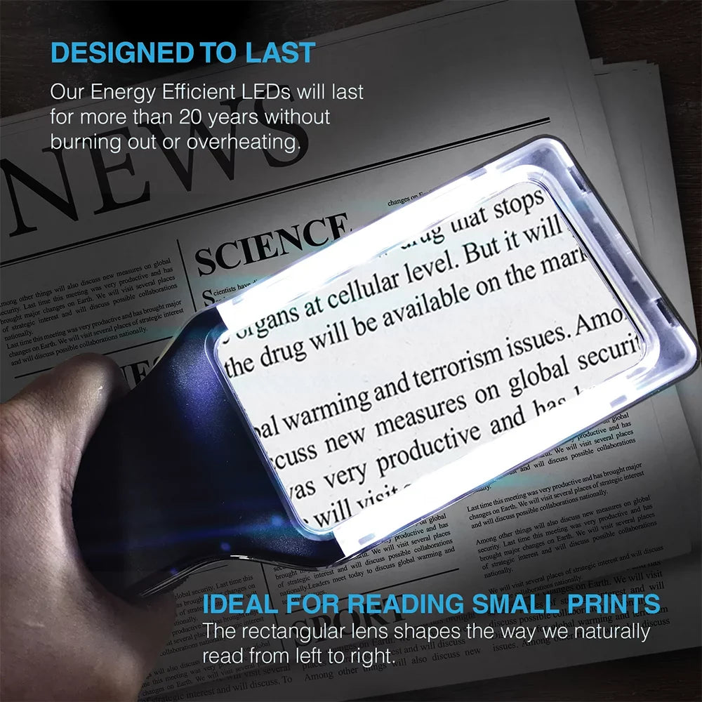 Fonts, Dimmable for & Large Vision with Fully Lit Viewing Low Small Degeneration [10 Glass LEDs]-Evenly 4X Macular Best Anti-Glare Area-The Magnifying Reading Lighted Seniors, Magnifier