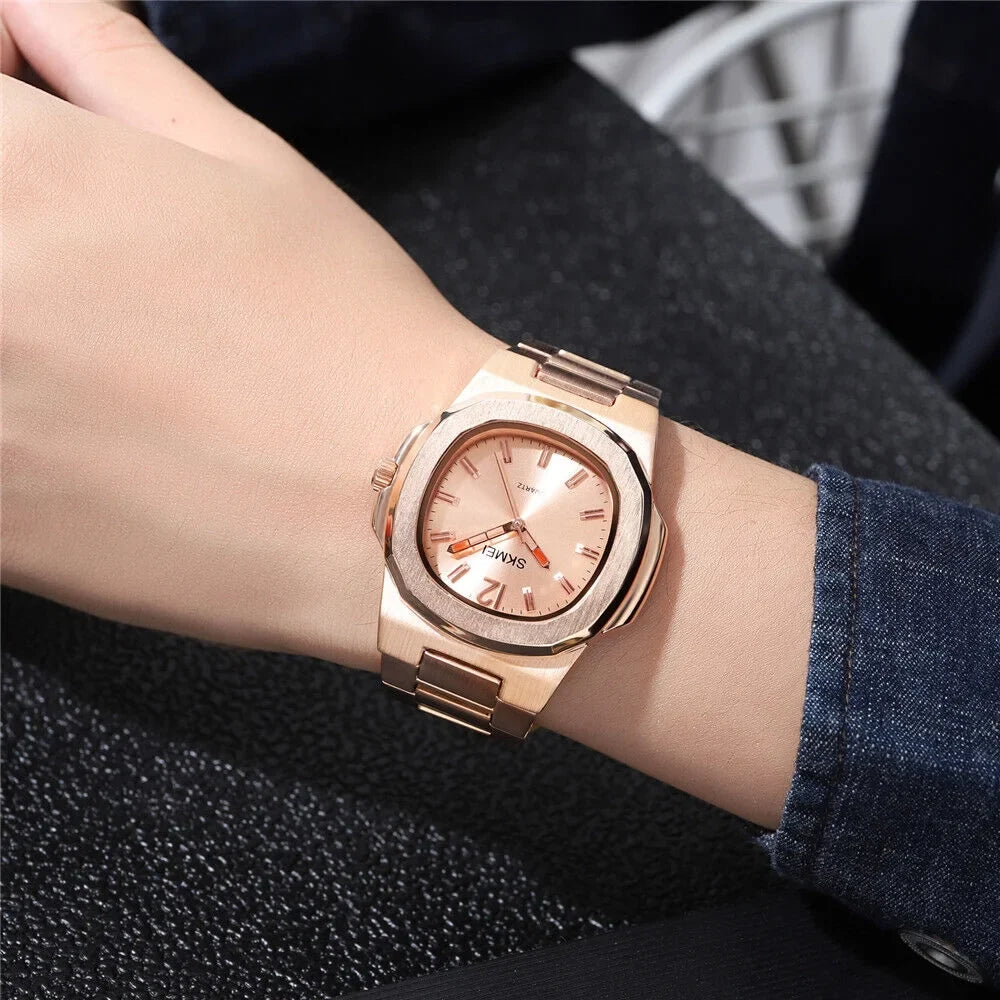 Men Wristwatch Male Luxury Gift Gold Quartz For Steel Business Watch