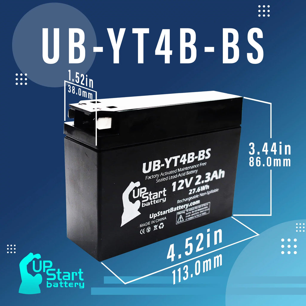 2005 for Yamaha Replacement UpStart 2.3Ah, SR400 Free, Battery 12V, Activated, Maintenance Motorcycle Battery UB-YT4B-BS Factory - 5-Pack 400CC