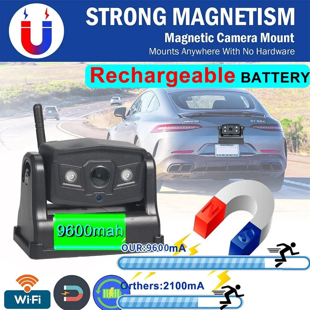 Wireless, JahyShow View Backup Magnetic 9600mAh Camera, Front/Rear High-Capacity Battery WiFi