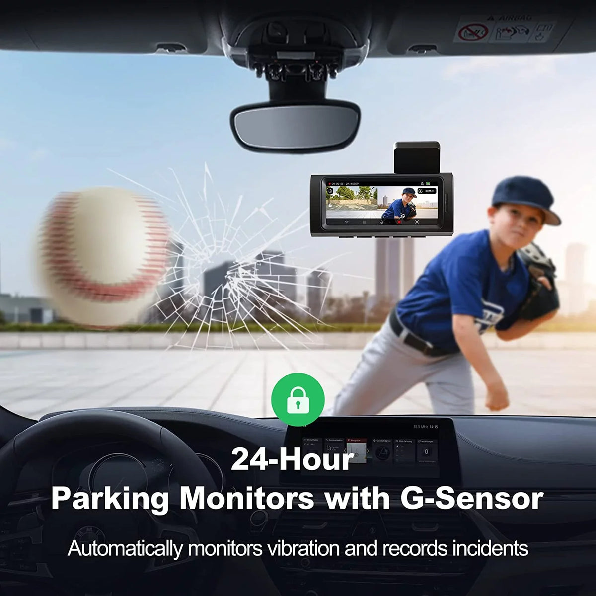 Night Camera Cars G-Sensor, Mount, Cam Vision, Rear, and D32 Dam, WiFi Dash Mode, Super Record Yeecore Built-in App Portable Parking Control, Dash Dash Front Magnetic Accident 2.5K+1080P for Dual GPS,