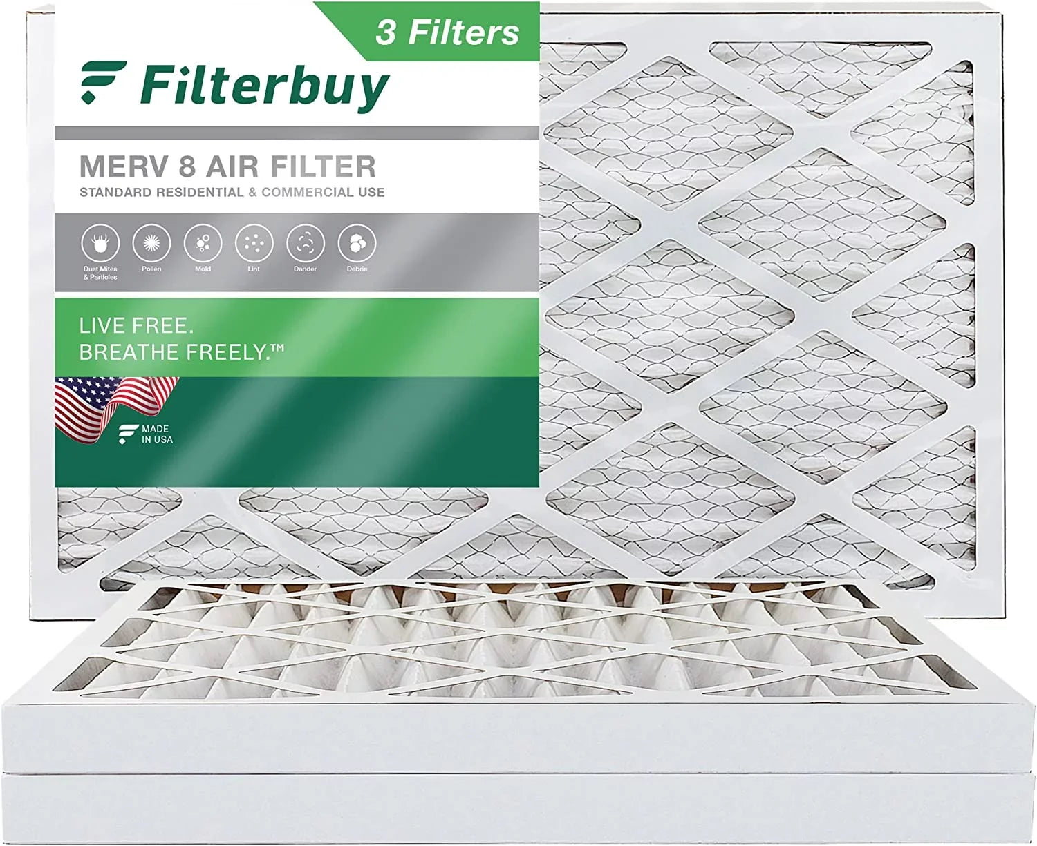 20x32x2 HVAC Furnace AC Filterbuy (3-Pack) MERV Air Filters Pleated 8