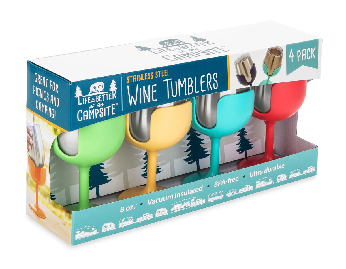 Insulated 4 8oz in at | Life (53068) Stainless Construction, Campsite Kitchen is the Comes and Removable a Better Wine Tumblers Colorful Camco a dimension Vacuum 18/8 Stems, Features Grade Steel