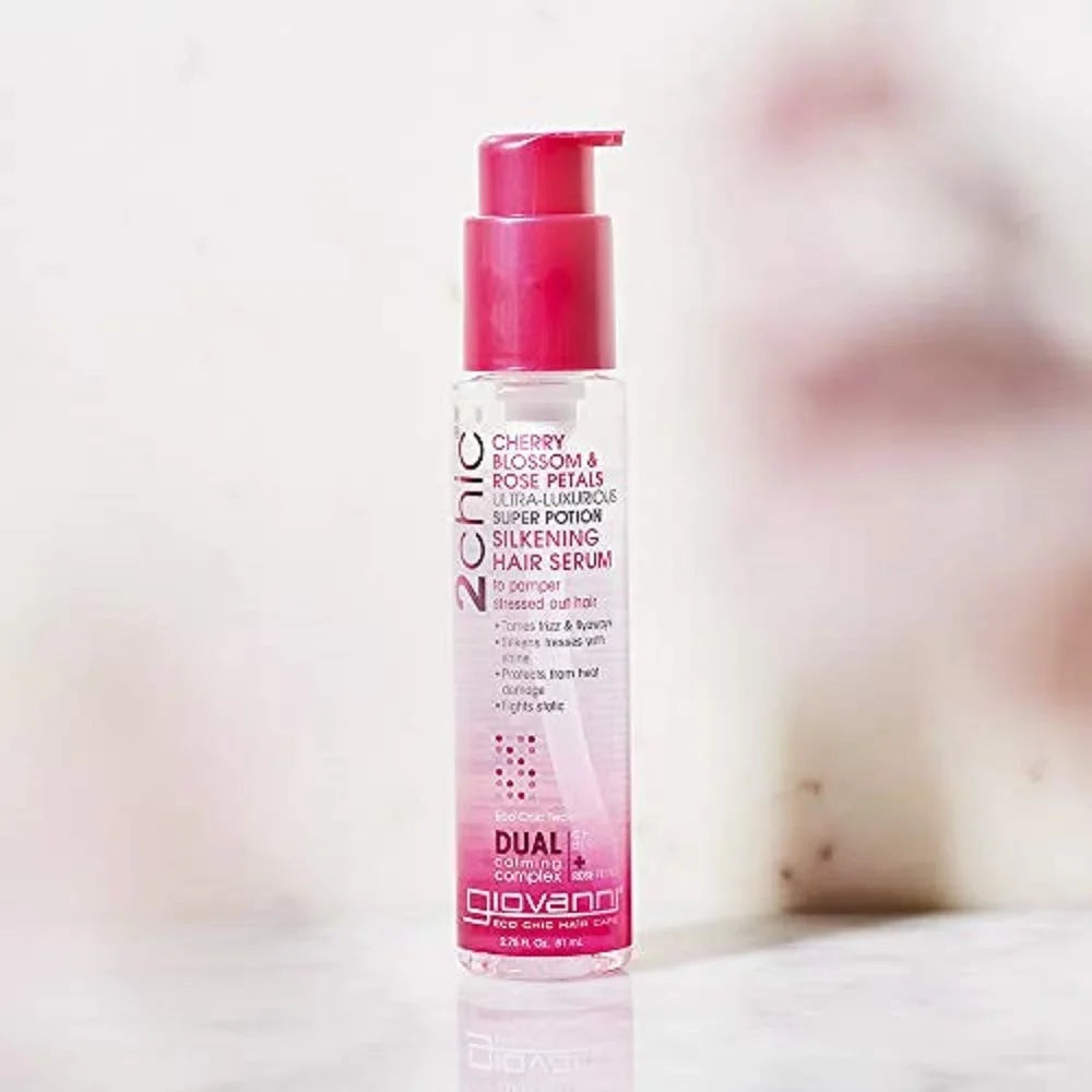 3) of oz. 2chic Rose Potion Serum, Safe Vera, Wavy (Pack Super Silkening Hair Cherry B5, Ultra Color Petals, Blossom Free, 4 Pro-Vitamin Hair, GIOVANNI & Aloe Luxurious Curly & Paraben Smooths