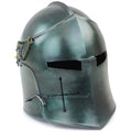 Knights International Visored Templar Armory | Barbuta for Medieval Crusader's Brushed Costumes Steel Helm & Larpers Helmet Nagina (Army Props Green)