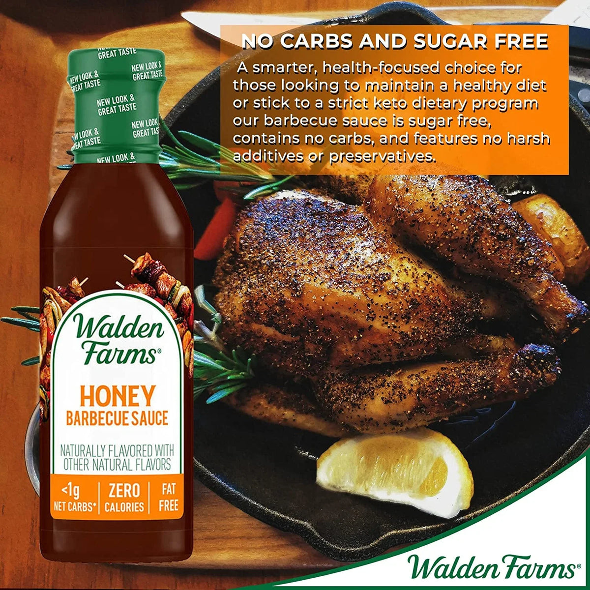 4 Farms of Free Barbecue Honey 12 Walden Pack Calorie oz Sauce fl