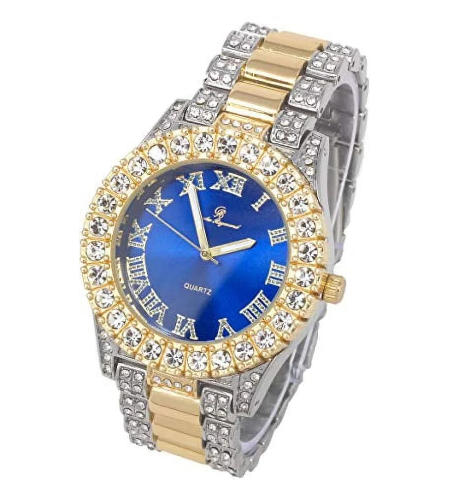 Big Watch Roman with Numerals Mens Single Silver (ST10328TT Rocks Dial Fully Out RN Colorful Red) Iced - Blood ST10327