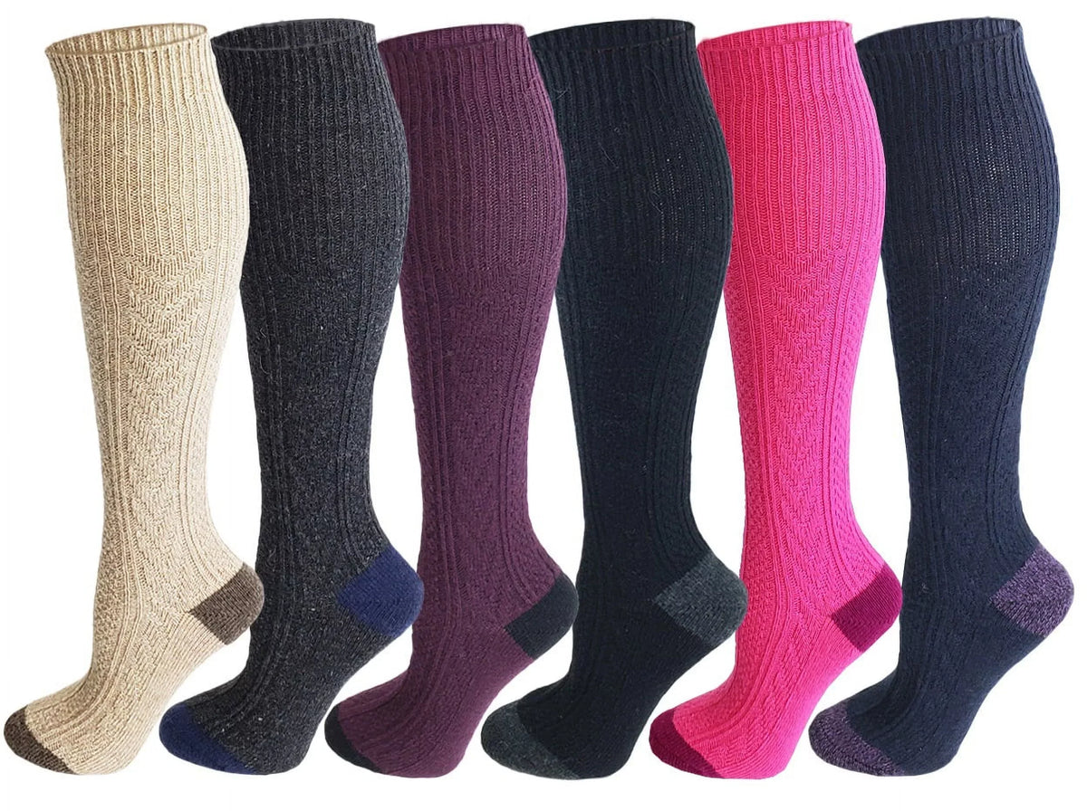 Knit sumona Cable Knee Pairs Boot tone Women High 6 two Socks Winter