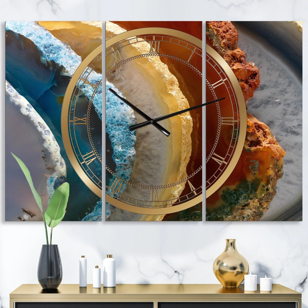 3 Clock Wall Designart in. 3 in. Panels - DESIGN x high ART Fashion - Panels - 36 Slice 'Mineral Large 28 XV' wide