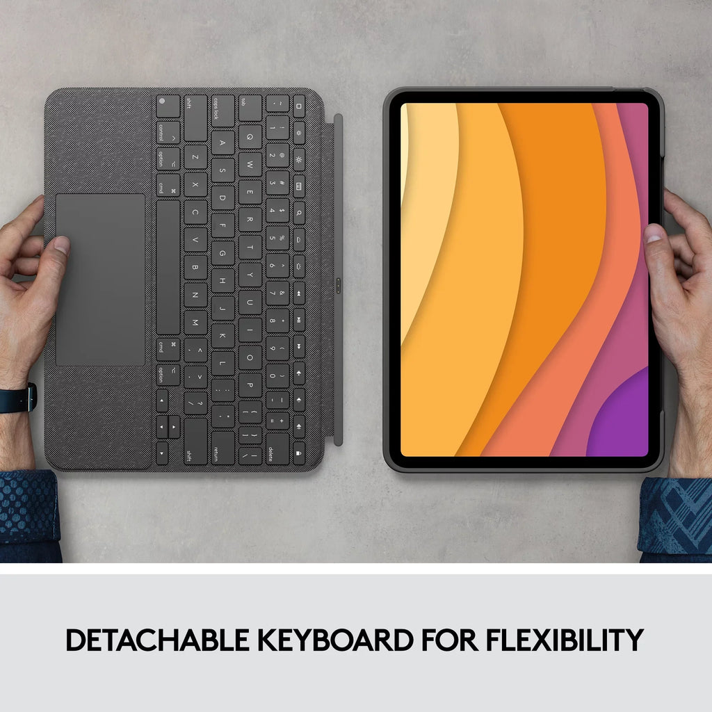 2022) Restored 5th 2020, Oxford Keyboard Logitech Touch Case, (4th, - Gray iPad gen (Refurbished) Air Combo