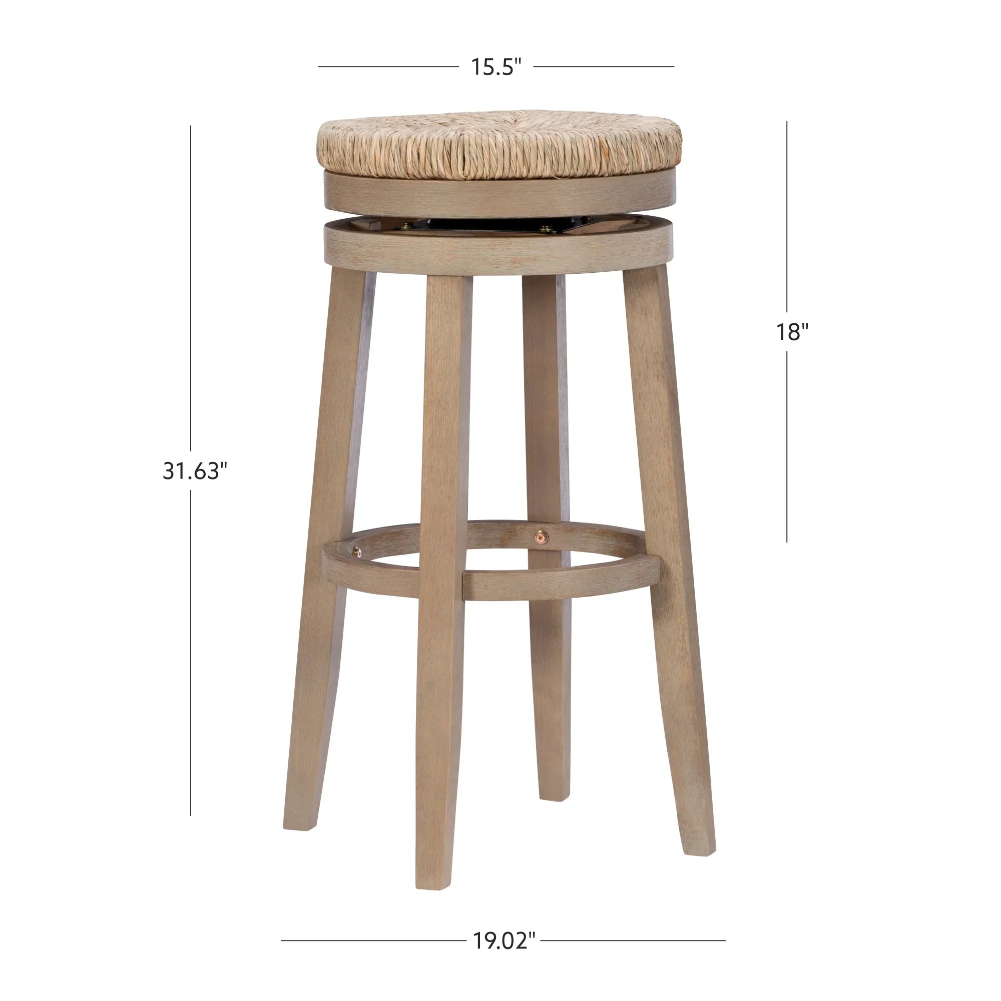 Rush Backless Bar with 31.5" with Swivel, Natural Morgan Natural Stool