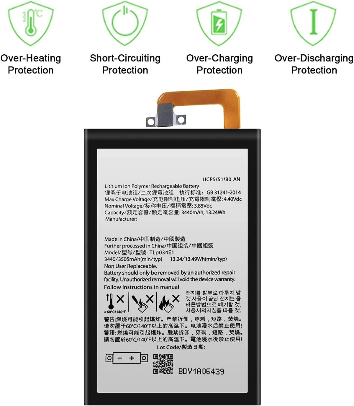 BBB100-3 BB100-5, y BBB100-2 Sprint Upgraded Keyone BAT-63108-003 Replacement BlackBerry for BB100-7 BBB100-1